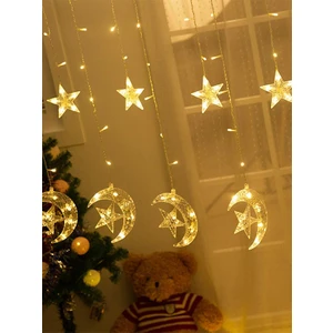 Patladı Gitti  Ay Yıldızlı Dekoratif Saçak Perde LED 3x1 Metre Fişli Günışığı