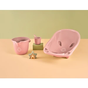 3lü Set Fileli Yenidoğan Küvet Seti Pembe