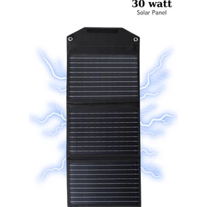 Taşınabilir Güneş Paneli Katlanabilir 30W 18V 1.66A Pv Modülü Güç Istasyonu Üç Yüzlü Monokristal Güneş Pili
