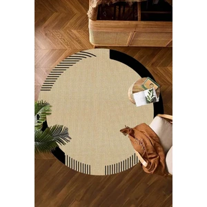 Decomia Home  Dijital Kaymaz Yıkanabilir Jüt Görünümlü Yuvarlak Salon Halısı Mutfak Halısı Balkon Halısı Yolluk Ev Dekor