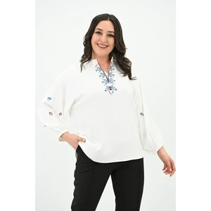 Kadın Nakış Detaylı Uzun Kollu Bluz 1715-24
