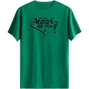 Atatürk Hat Sanatı Baskılı Sıfır Yaka Kısa Kollu 19 Mayıs 29 Ekim Tişört
