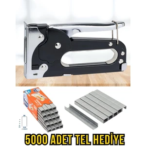 4-8 mm Zımba Tabancası Mobilya Döşeme Siyah-Gümüş Tel Hediyeli