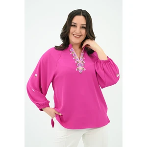 Kadın Nakış Detaylı Uzun Kollu Bluz 1715-24