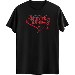 Atatürk Hat Sanatı Baskılı Sıfır Yaka Kısa Kollu 19 Mayıs 29 Ekim Tişört