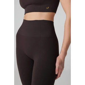 Holly Petek Desenli Yüksek Bel Tayt Acı Kahve