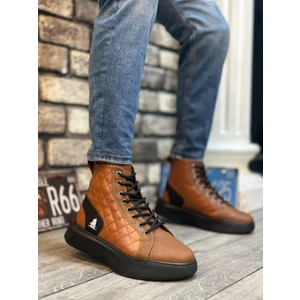 BA0159 Bağcıklı Koyu Taba Kapitone Erkek Yüksek Taban Spor Bot