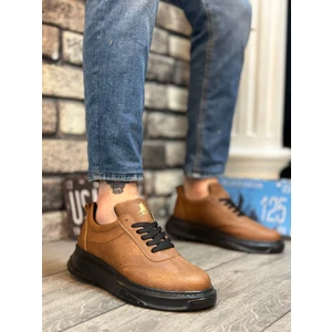 BA0327 Boa Taba Siyah Kalın Yüksek Taban Bağcıklı Spor Erkek Ayakkabı