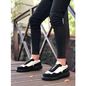 BA0238 Boa Yüksek Taban Siyah Beyaz Bağcıklı Erkek Ayakkabı