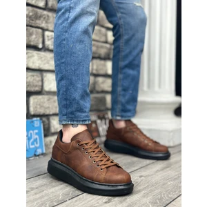 BA0547 Boa Kalın Yüksek Taban Taba Siyah Bağcıklı Spor Erkek Ayakkabı