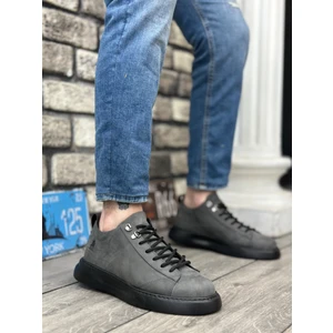 BA0331 Bağcıklı Erkek Yüksek Taban Füme Cilt  Spor Ayakkabı