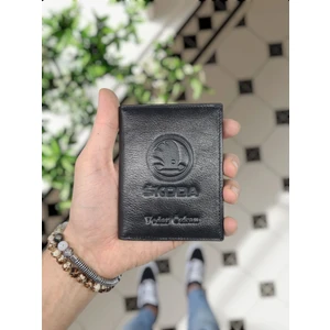 Visso Leather Visso Leathert Skoda Logolu  Deri Araç Ruhsat Kılıfı Isme Özel Çanta