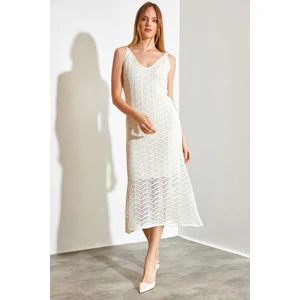 Kadın Askılı Ajurlu Yazlık Triko Elbise