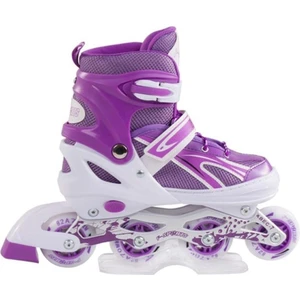 Furkan Toys 4 F-Sports Mor Ayarlabilir 2+2 Işıklı Metal Alıştırma Pateni Çanta Hediyeli Çocuk Pateni Tek Sıra M