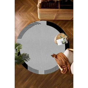 Decomia Home  Dijital Kaymaz Yıkanabilir Jüt Görünümlü Yuvarlak Gri Salon Halısı Mutfak Halısı Balkon Halısı Yolluk Ev Dekor