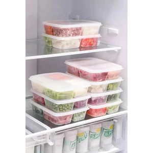 Karacabey Ticaret 10 Adet  Buzluk Düzenleyici Buzluk ve Mikrodalga Saklama Kabı 4 Bölmeli Dondurulmuş Öğün Et ve Sebze