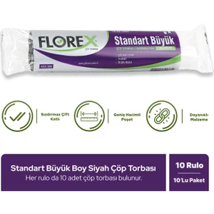 Standart Büyük Boy Siyah Çöp Poşeti x 10 Rulo
