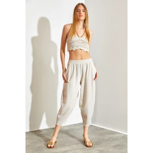 Beli Lastikli Cepli Keten Pantolon