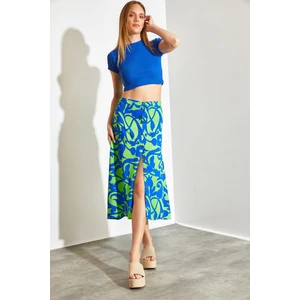 Multi Desenli Düğmeli Viskon Etek