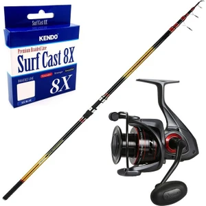 Yek Outdoor Yüksek Kalite Hazır Olta Seti Okuma Savant Surf 420 cm 4 Parça Surf Kamışı&okuma Ceymar C-8000A Dark Grey 7+1bb Olta Makinesi
