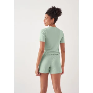 Crop Pijama Sort Takim - Mint