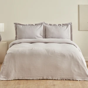 Karaca Home Minel Müslin Çift Kişilik Pike Yatak Örtüsü Seti Buz Gri