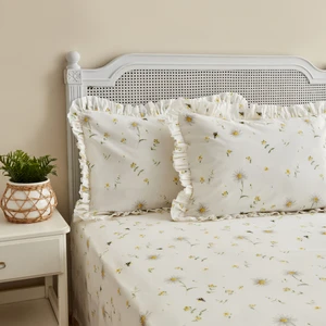 Karaca Home Emma %100 Pamuk Fırfırlı Çift Kişilik Çarşaf Takımı Sarı (Pp)