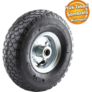 El Arabası Yük Taşıma Tekeri Siboplu Bilyeli Rulmanlı Havalı Dublex 260X80 mm Çelik Jant Tekerlek