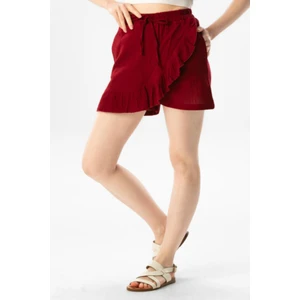 Eliş Şile Bezi Ada Şile Bezi Yazlık Şort Etek Bordo Brd
