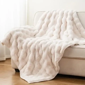 Baladi Home Tek Kişilik Kalın Tavşan Peluş Tv Battaniyesi (1 Adet) Çok Yumuşak