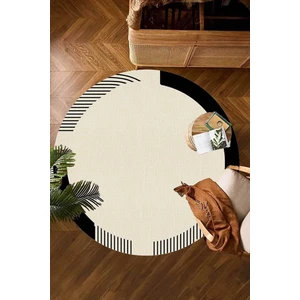 Decomia Home  Dijital Kaymaz Yıkanabilir Jüt Görünümlü Yuvarlak Bej Salon Halısı Mutfak Halısı Balkon Halısı Yolluk Ev Dekor
