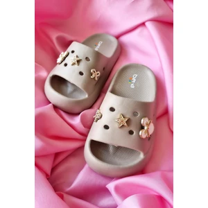 taş detay çocuk kalın taban ultra soft terlik E436