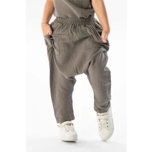 Eliş Şile Bezi Batı Yazlık Müslin Kız Çocuk Şalvar Gri Gri