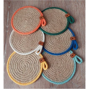 Hasır Bardak Altlığı 6 Lı, Renkli Bardak Altlığı, Yanmaz