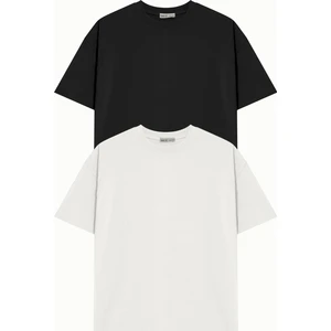 Yaz Renkleri 2'li Paket Basic Avrupa Kalıp/oversize Fit Kesim Bisiklet Yaka Kısa Kollu T-Shirt
