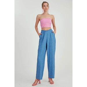 Beli Çapraz Lastik Detaylı Pantolon