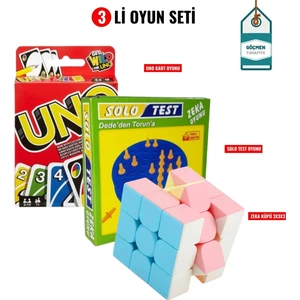 Göçmen Tuhafiye 3 LÜ SET Unoo Kartları Oyun Kartları Kart Oyunu /Solo Test Zeka Oyunu Akıl Oyun/Pastel Renk Zeka Küpü Sabır Küpü Akıl Oyunları Zeka Oyuncakları