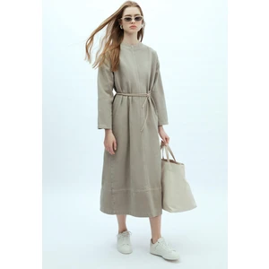 Oversıze Denim Elbise Taş