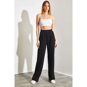 Kadın Yüksek Bel Likralı Cırtlı Palazzo Pantolon