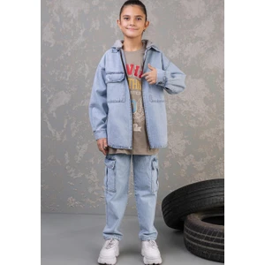 Mavi Yandan Cepli Denım Pantolon