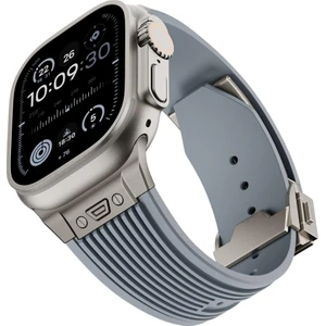 Apple Watch Ultra / Ultra 2 49 mm Uyumlu Çelilk Aksamlı Silikon Kordon Luxury Premium Kayış