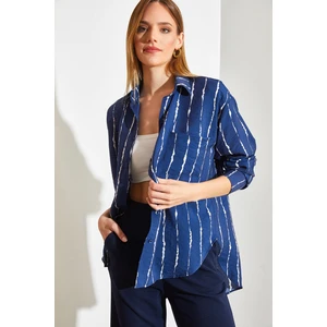 Kadın Modal Tek Cepli Desenli Gömlek