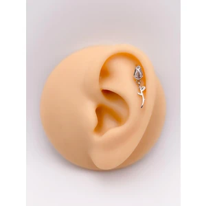 Cerrahi Çelik Piercing Zirkon Taşlı Gül Figürlü Kıkırdak Helix Tragus PIERCING(1ADET)