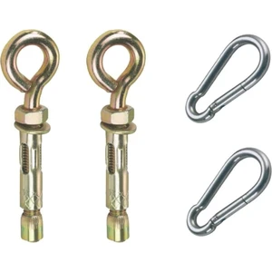 2 Adet Salıncak Hamak Asma Aparatı, Tavan Salıncağı Için Çelik Dubel + 2 Adet Karabina Kanca