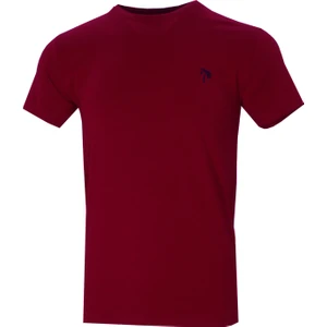 Erkek Koyu Bordo Bisiklet Yaka Likralı Pamuklu Kısa Kollu T Shirt