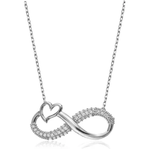 Takı Dükkanı Gümüş Kalpli Sonsuzluk Kolye Sonsuz Aşk Kolyesi wsn97