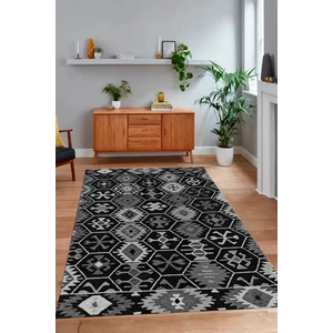 Napoli Home Dijital Baskılı Kaymaz Taban Yıkanabilir Etnik Yolluk Mutfak Salon Halısı, N-Etnik-12-Antrasit,