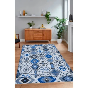 Napoli Home Dijital Baskılı Kaymaz Taban Yıkanabilir Etnik Yolluk Mutfak Salon Halısı, N-Etnik-12-Mavi,
