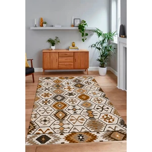 Napoli Home Dijital Baskılı Kaymaz Taban Yıkanabilir Etnik Yolluk Mutfak Salon Halısı, N-Etnik-12-Kahve,