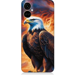 Tecno Camon 19 Pro Uyumlu Siyah Beyaz Kartal Desenli Silikon Kılıf